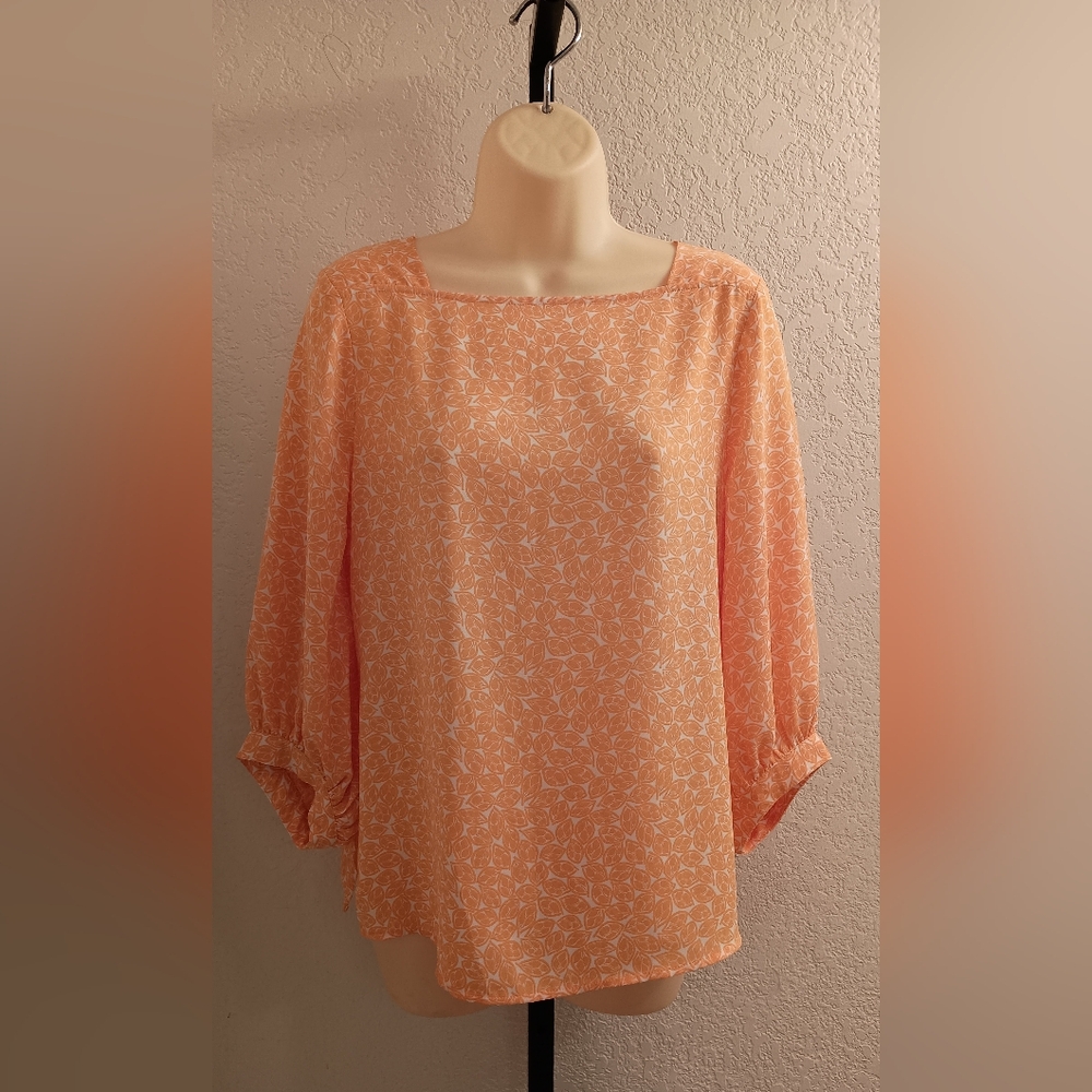 Ann Taylor Factory Yellow White Long Sleeve Pullover  Blouse Small